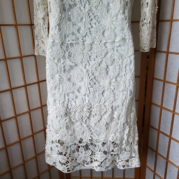 NWT RALPH LAUREN KNEE LENGTH EXCLUSIVE WINTER WHITE CROCHETED COTTON DRESS SMALL - Picture 11 of 14